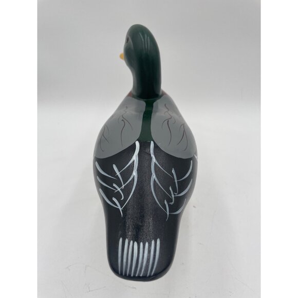 Vintage Hand-Painted Wooden Mallard Duck Decoy with Intricate Feather Details & - Picture 3 of 9